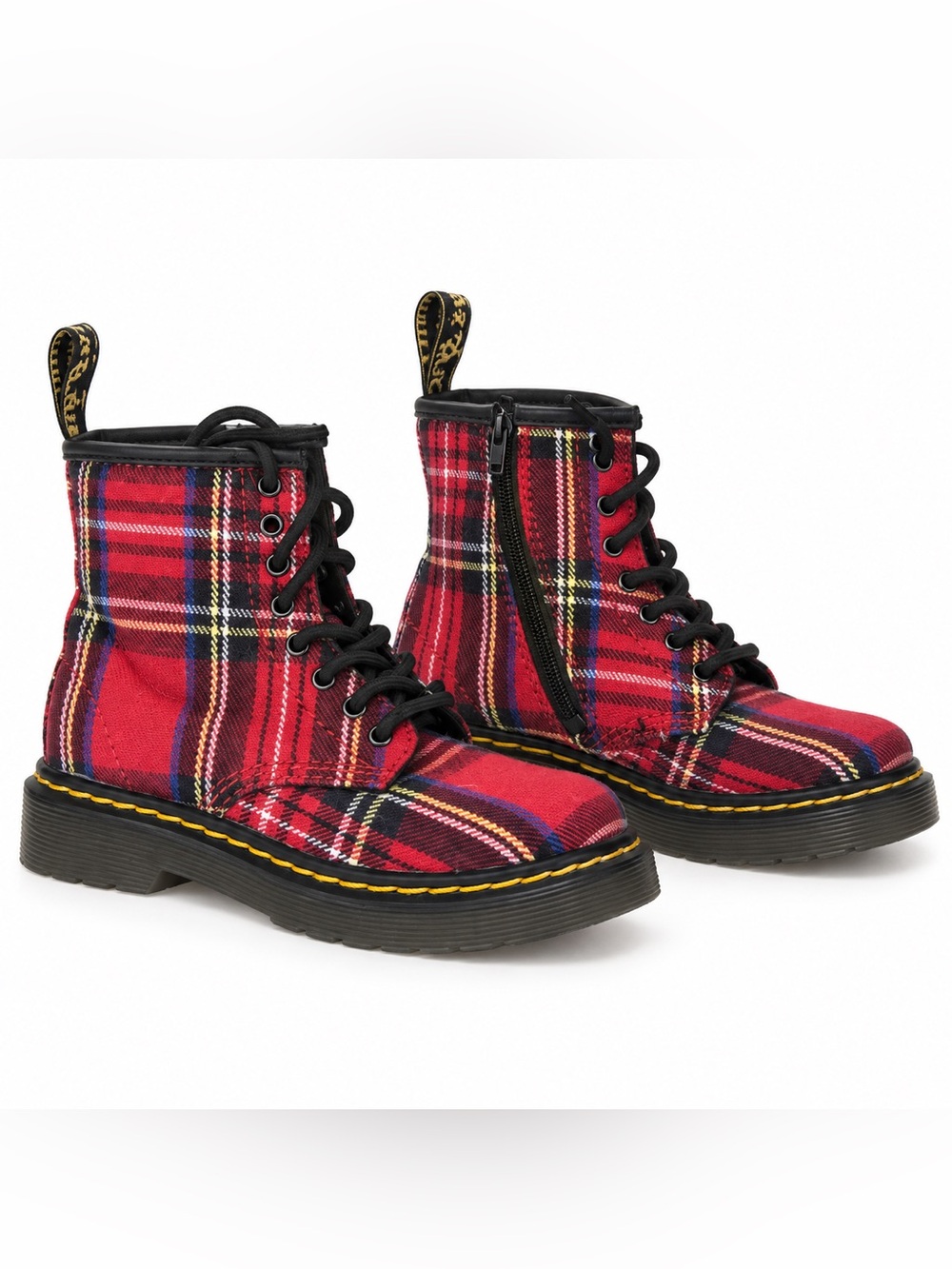 Dr. Martens Toddler Girls Size 8 Red Tartan Plaid Boots Discontinued